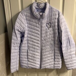 Old Navy Light Lavender Quilted Puffer Jacket with Heart Detail